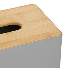 UNBRANDED Siva škatla za robčke z bambusovim pokrovom 