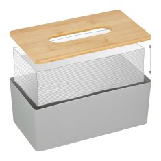 UNBRANDED Siva škatla za robčke z bambusovim pokrovom 