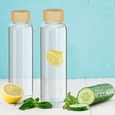 UNBRANDED 6x Steklenica za pijačo z bambusovim pokrovom 500 ml 