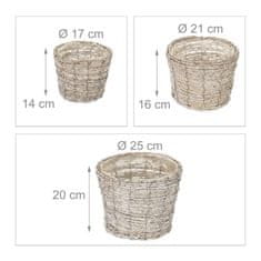 UNBRANDED Okrogel cvetlični lonec - set 3 kom 