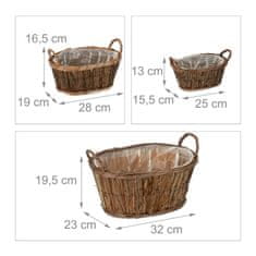 UNBRANDED Ovalni lesen cvetlični lonec - set 3 kom 