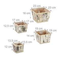 UNBRANDED Kvadratni cvetlični lonček Birch Set 4 
