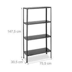 UNBRANDED Črne robustne police s 4 nivoji 