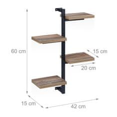 UNBRANDED Industrijski stenski regal s 4 policami 