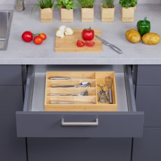 UNBRANDED Posoda za jedilni pribor iz bambusa s 5 predelki 