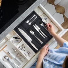 UNBRANDED Črn pladenj za jedilni pribor s 6 predelki 