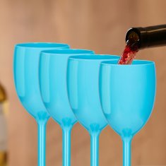 UNBRANDED Set 12 turkiznih plastičnih kozarcev za vino 
