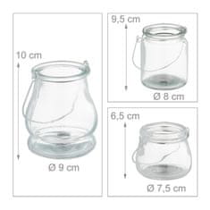 UNBRANDED set 12 steklenih lampijonov v 3 velikostih 