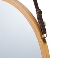 UNBRANDED Okroglo viseče ogledalo z okvirjem iz bambusa 