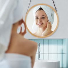 UNBRANDED Okroglo viseče ogledalo z okvirjem iz bambusa 