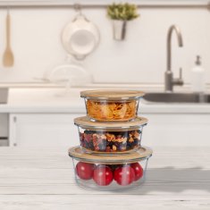 UNBRANDED Steklena posoda s pokrovom v 3 velikostih 