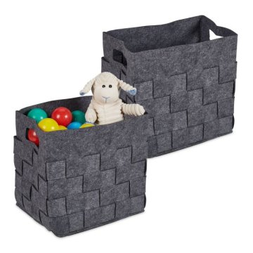 UNBRANDED Siva košara za shranjevanje iz filca Set 2