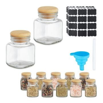 UNBRANDED set 12 kozarcev za začimbe z bambusovimi pokrovi