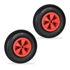 UNBRANDED 2x kolesa za samokolnico 3.50-6 v črni/rdeči barvi 