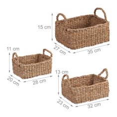 UNBRANDED košara za shranjevanje v 3 delih iz morskih alg 