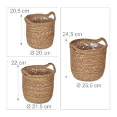 UNBRANDED 3x cvetlični lonec iz alg z ročajem 