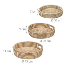 UNBRANDED Set 3 okroglih servirnih pladnjev 