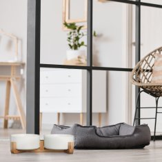 UNBRANDED Keramična pasja skleda z okvirjem iz bambusa 