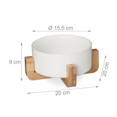 UNBRANDED Keramična pasja skleda z okvirjem iz bambusa 