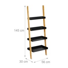 UNBRANDED Lestvena polica iz bambusa s 4 policami 