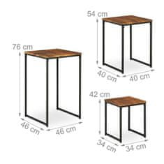 UNBRANDED Komplet stranske mize 3 