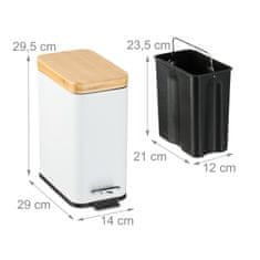 UNBRANDED Smetnjak za kopalnico 5 l s pokrovom iz bambusa 