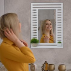 UNBRANDED Kopalniško ogledalo s polico v beli barvi 