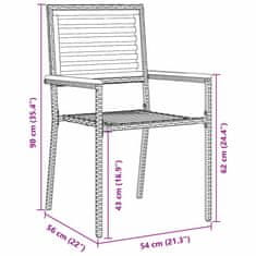Vidaxl Gardeenske zložljive stole 4 pcs Rjava in siva 54 x 56 x 90 cm
