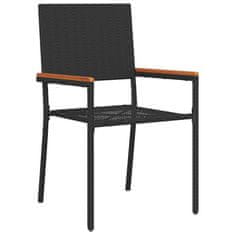 Vidaxl Komplet za jedilnico v vrtu 3 pcs Črna in rjava 90 x 90 x 75 cm