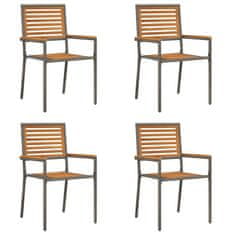 Vidaxl Gardeenske zložljive stole 4 pcs Rjava in siva 54 x 56 x 90 cm