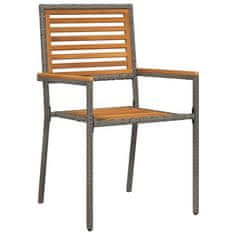 Vidaxl Gardeenske zložljive stole 4 pcs Rjava in siva 54 x 56 x 90 cm