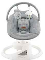 MoMi Pearl 2v1 otroški gugalnik/zibelka, 360°, Bluetooth, siv