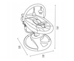 MoMi Pearl 2v1 otroški gugalnik/zibelka, 360°, Bluetooth, siv