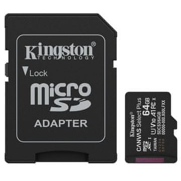 Kingston Canvas Select Plus microSD 64GB Class10 UHS-I adapter (SDCS3/64GB) spominska kartica