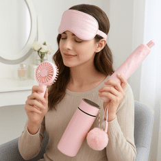 Darilni komplet za ženske, darilna škatla, nalivno pero, dežnik, ventilator, sveča | WOMGIFTPINK
