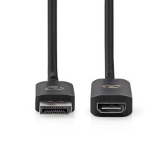 Nedis Adapter Displayport | DisplayPort moški | HDMI izhod | 8K@30Hz | Ponikljano | Naravnost | 0,20 m | Okrogla | TPE | PVC | Črna | ovojnica 