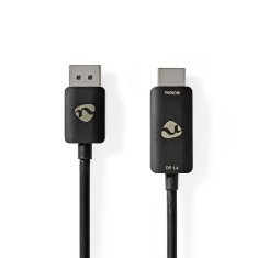 Nedis Adapter Displayport | DisplayPort Hane | Kontakt HDMI | 8K@30Hz | Ponikljano | Rak | 1,80 m | Okrogla | TPE | Svart | Kuvert 