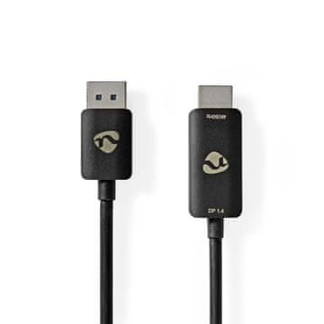 Nedis Adapter Displayport | DisplayPort Hane | Kontakt HDMI | 8K@30Hz | Ponikljano | Rak | 1,80 m | Okrogla | TPE | Svart | Kuvert