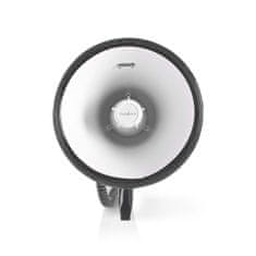 Nedis megafon | Največji domet: 1500 m | Največji nadzor glasnosti: 120 dB | Snemljiv mikrofon | Vgrajena sirena | Bluetooth | Funkcija snemanja | USB predvajanje | Naramnica | Črna/bela 