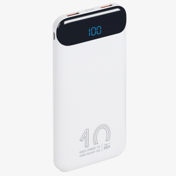 RivaCase Zunanja baterija powerbank 10.000 mAh VA2540 Quick Charge / PD 20W z LCD-jem bel