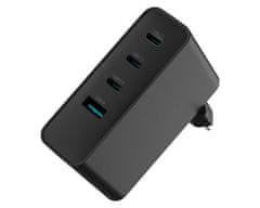 Natec Ribera GaN polnilec, 100W, 1x USB-A, 3x USB-C, QC, črn