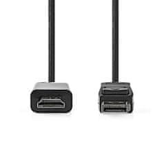 Nedis Displayport kabel | DisplayPort moški | Priključek HDMI | 4K@30Hz | Ponikljano | 2,00 m | Okrogla | PVC | Črna | Škatla 