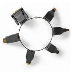 Nedis Adapter HDMI | DisplayPort moški / DVI-D 24+1-pin moški / HDMI mikro priključek / HDMI mini priključek / mini DisplayPort moški / mini DisplayPort moški / USB-C moški | HDMI ženski | Pozlačeno | 