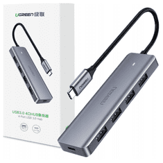 Ugreen ADAPTER 4W1 UGREEN HUB USB-C DO 4X USB 3.0 + USB-C CM219(SZARY)