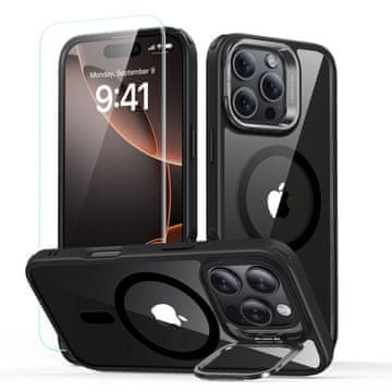 ESR ESR klasično hibridno stojalo s halolock zaščitnim steklom MagSafe in kaljenim steklom za iPhone 16 PRO, prozorno/črno