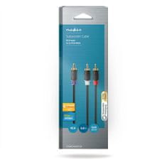 Nedis kabel nizkotonca | RCA Hane | 2x RCA Hane | Guldplaterad | 3,00 m | Okrogla | 4,0 mm | Antracit | Låda 