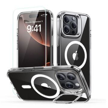 1 to 3 Esr Magnetni Ovitek Za Iphone 16 Pro Kickstand Halolock S Kaljenim Steklom