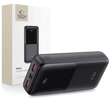 1 to 3 Tech-Protect Power Bank Pb02 20000Mah 22,5W Za Telefone Hitro Polnjenje