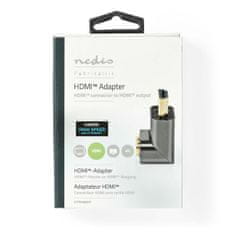 Nedis Adapter HDMI | HDMI moški / HDMI priključek | HDMI ženski / HDMI izhod | Pozlačeno | Pod kotom 270° | Aluminij | Siva s kovino | 1 kos | Karton s pokritim okencem 