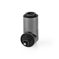 Nedis Adapter TosLink | TosLink Ženski | TosLink moški | Pod kotom 90° | Aluminij | Siva s kovino | 1 kos | Škatla 